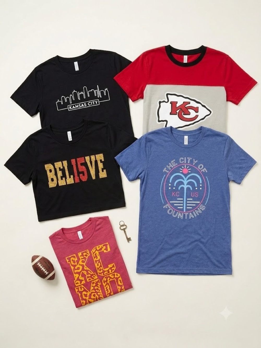 Kansas City Chiefs Women’s T-Shirts - Red, Blue, Black, Gray